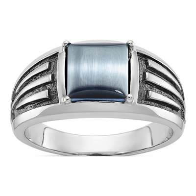 Men's 14K White Gold Cat's Eye Ring Mounting