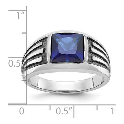 Men's 14K White Gold Lab-Created Sapphire Sz Ring – view 3