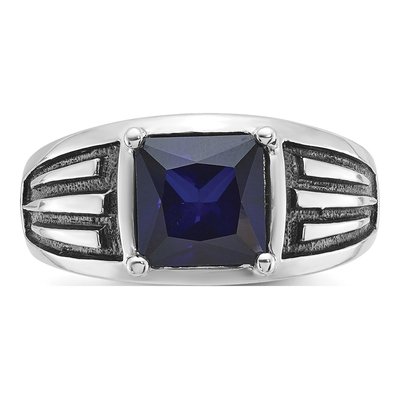 Men's 14K White Gold Lab-Created Sapphire Sz Ring – view 6