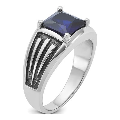 Men's 14K White Gold Lab-Created Sapphire Sz Ring – view 8