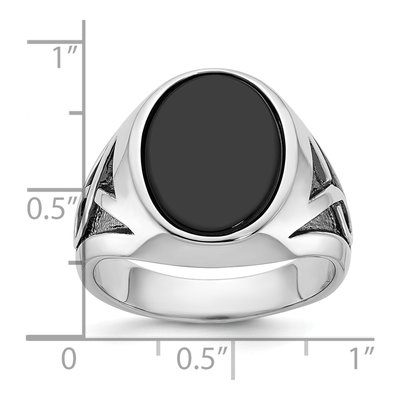 Men's 14K White Gold Oval Onyx Ring Mounting – view 3