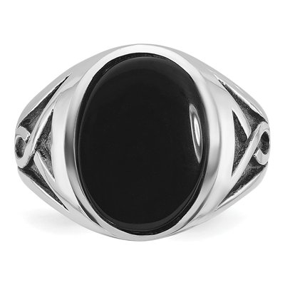 Men's 14K White Gold Oval Onyx Ring Mounting – view 6