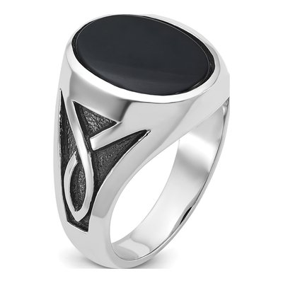 Men's 14K White Gold Oval Onyx Ring Mounting – view 8