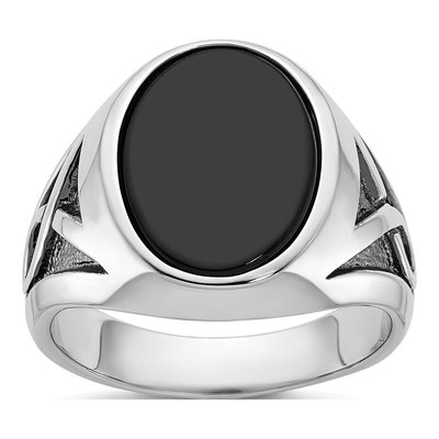 Men's 14K White Gold Oval Onyx Ring Mounting
