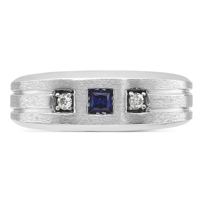 Men's 14K White Gold Diamond Sapphire Ring Mounting – view 7