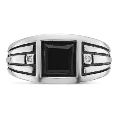 Men's 14K White Gold Onyx Diamond Ring Mounting – view 6