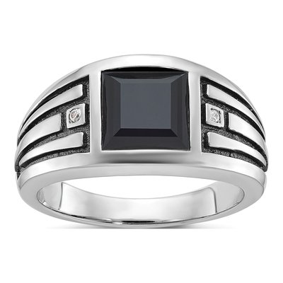 Men's 14K White Gold Onyx Diamond Ring Mounting