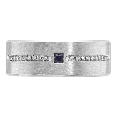 Men's 14K White Gold Sapphire Diamond Ring Mounting – view 4