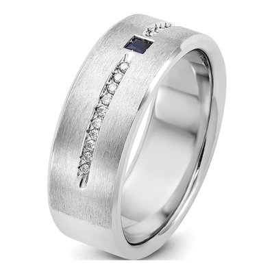 Men's 14K White Gold Sapphire Diamond Ring Mounting – view 6