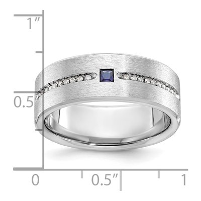 Men's 14K White Gold Sapphire Diamond Ring Mounting – view 8