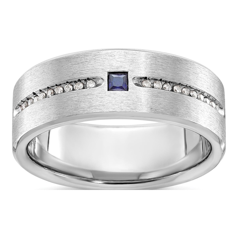 Men's 14K White Gold Sapphire & Diamond Ring