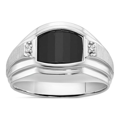 Men's 14K White Gold Onyx Diamond Ring Mounting