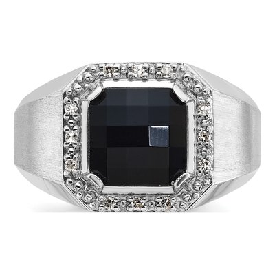 Men's 14K White Gold Onyx Diamond Ring Mounting – view 6