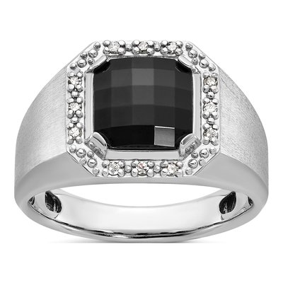 Men's 14K White Gold Onyx Diamond Ring Mounting