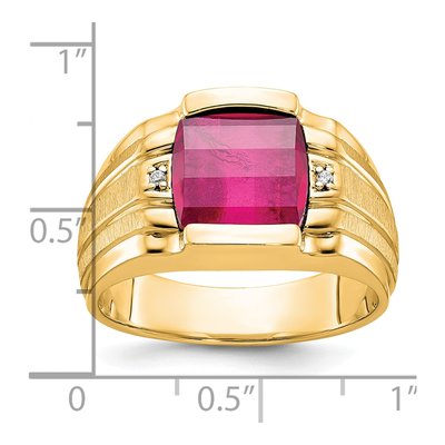 10K Yellow Gold 14K Ibgoodman Men's Satin Gemstone And Diamond Ring Mounting – view 2