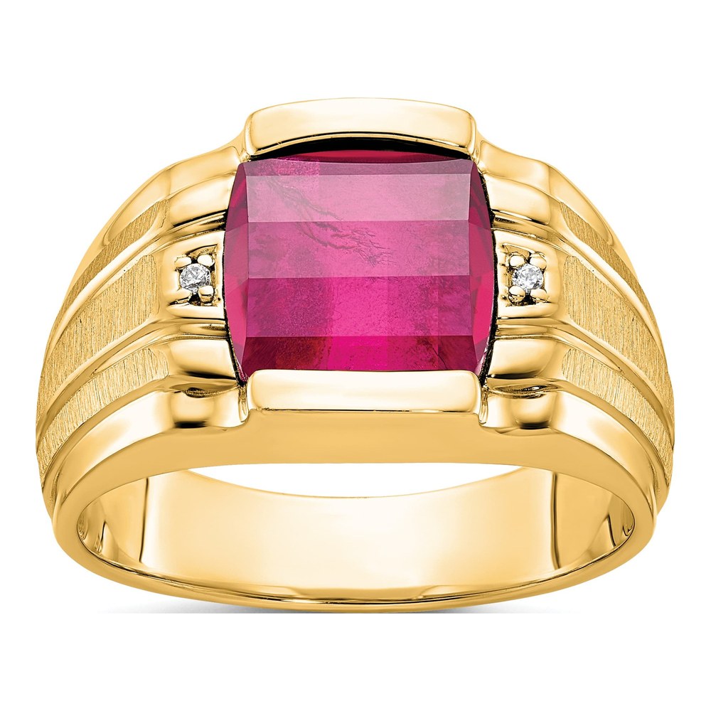 10K Yellow Gold 14K Ibgoodman Men's Satin Gemstone And Diamond Ring Mounting