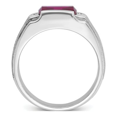 Men's 14K White Gold Lab-Created Sapphire & Diamond Barrel Ring – view 2