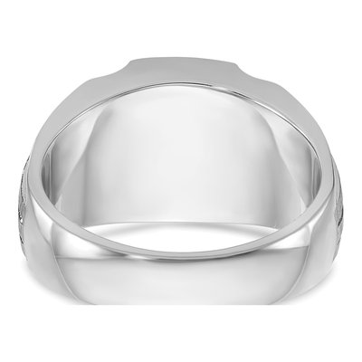 Men's 14K White Gold Lab-Created Sapphire & Diamond Barrel Ring – view 7