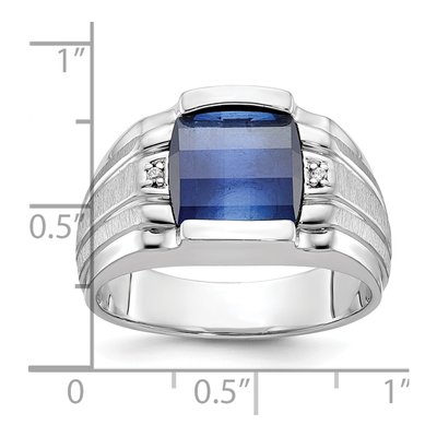 Men's 14K White Gold 3.26 ct tw Lab-Created Ruby & Diamond Barrel Ring – view 3