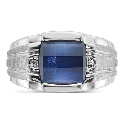Men's 14K White Gold 3.26 ct tw Lab-Created Ruby & Diamond Barrel Ring – view 6