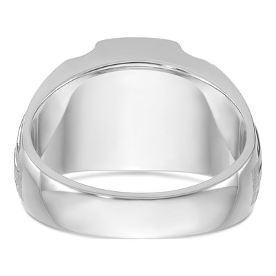Men's 14K White Gold 3.26 ct tw Lab-Created Ruby & Diamond Barrel Ring – view 7
