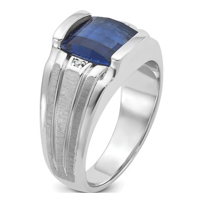 Men's 14K White Gold 3.26 ct tw Lab-Created Ruby & Diamond Barrel Ring – view 8