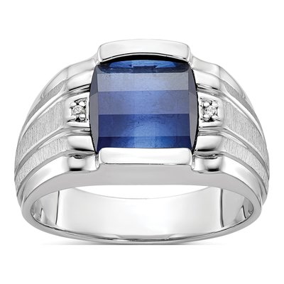 Men's 14K White Gold 3.26 ct tw Lab-Created Ruby & Diamond Barrel Ring