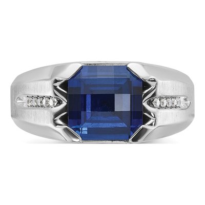 Men's 14K White Gold Sapphire Diamond Ring Mounting – view 6