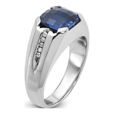 Men's 14K White Gold Sapphire Diamond Ring Mounting – view 8