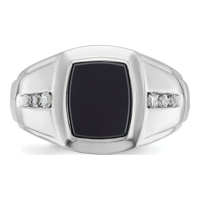 Men's 14K White Gold Onyx Diamond Ring Mounting – view 6