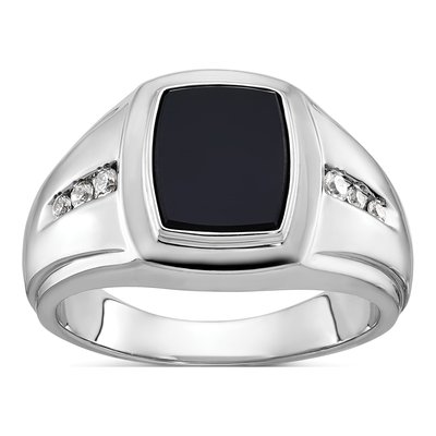 Men's 14K White Gold Onyx Diamond Ring Mounting