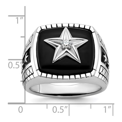 Men's 14K White Gold Onyx Star Ring Mounting – view 3