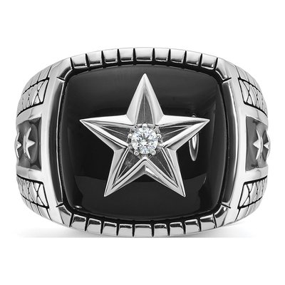 Men's 14K White Gold Onyx Star Ring Mounting – view 6