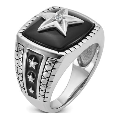 Men's 14K White Gold Onyx Star Ring Mounting – view 8