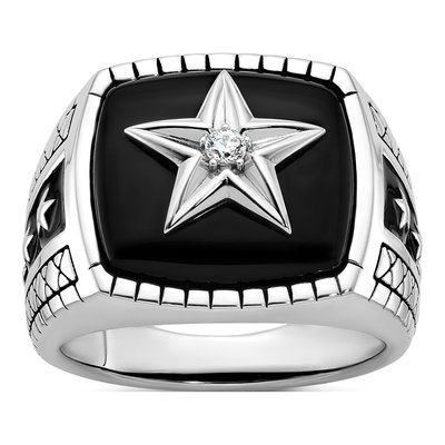 Men's 14K White Gold Onyx Star Ring Mounting