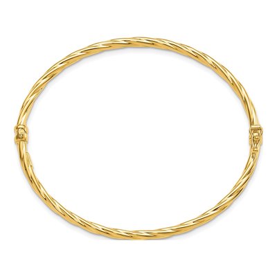 14K Yellow Gold Twisted Hinged Bangle Bracelet – view 3