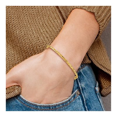 14K Yellow Gold Twisted Hinged Bangle Bracelet – view 5