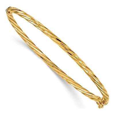 14K Yellow Gold Twisted Hinged Bangle Bracelet