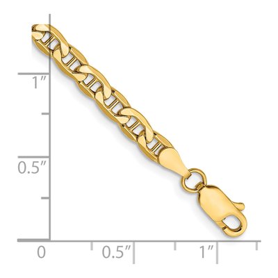 14K Yellow Gold 4mm Semi-Solid Anchor Chain Bracelet – view 2