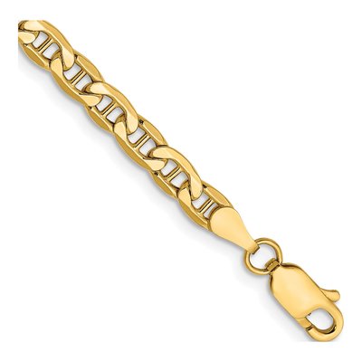 14K Yellow Gold 4mm Semi-Solid Anchor Chain Bracelet