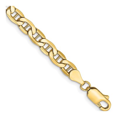 14K Yellow Gold 4.75mm Semi-Solid Anchor Chain Bracelet