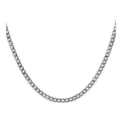 14K White Gold 3.35mm Semi-Solid Curb Chain – view 2