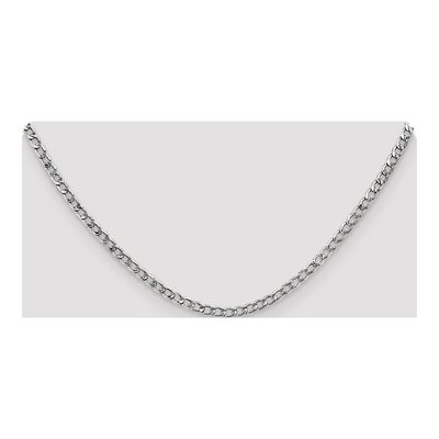 14K White Gold 3.35mm Semi-Solid Curb Chain – view 4