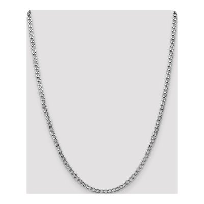14K White Gold 3.35mm Semi-Solid Curb Chain – view 4