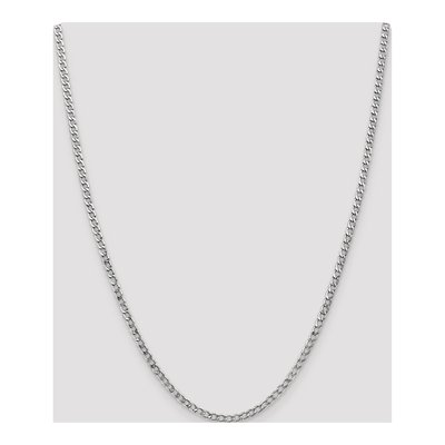 14K White Gold 3.35mm Semi-Solid 24-Inch Curb Chain – view 4