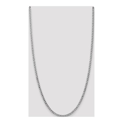14K White Gold 3.35mm Semi-Solid Curb Chain – view 4