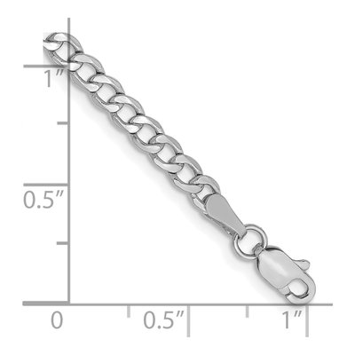 14K White Gold Curb Bracelet, 8" Lobster Clasp – view 3