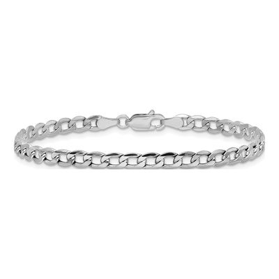 14K White Gold Curb Bracelet, 8" Lobster Clasp – view 4