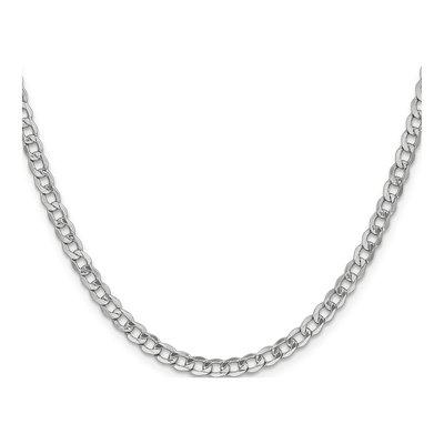 14K White Gold 4.3mm Semi-Solid Curb Chain – view 2