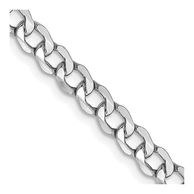 14K White Gold 4.3mm Semi-Solid Curb Chain